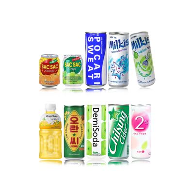 FRKR Korean 10 Drinks Assortment Gift Box [Chilsung Cider/Mikis/Demisoda/Banana Milk/McCOL/MoguMogu/2%/SacSac/Etc.] Soft Drinks + Real Fruit Drinks + Energy Drinks