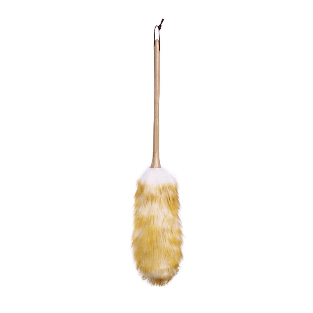 AthuaH Duster, Set Feather Duster 2 Pack Lambswool Duster, Pure Lambs Wool Duster with Wood Handle, Multifunction Home Office Furniture Car Cleaning Tool, 5 Size Handle Dusters(Size:Large)