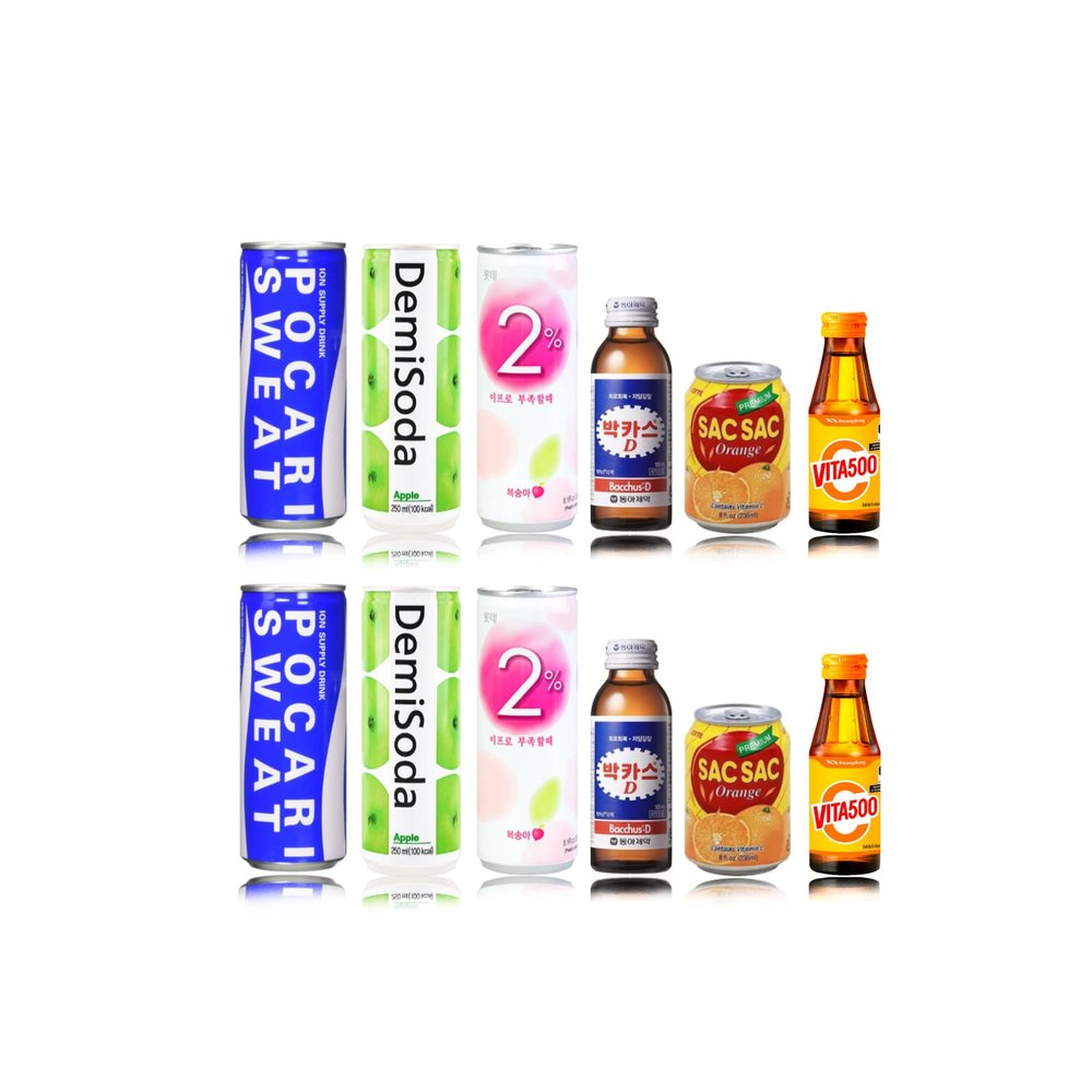 FRKR Korean 10 &12 Drinks Assortment Gift Box [Chilsung Cider/Mikis/Demisoda/Banana Milk/McCOL/MoguMogu/2%/SacSac/Etc.] Soft Drinks + Real Fruit Drinks + Energy Drinks (12, Sports Day)