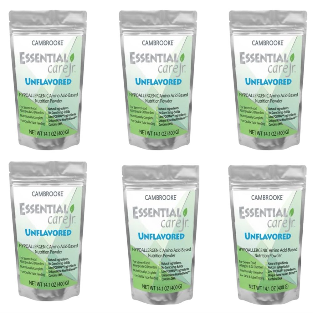 Cambrooke Essential Care JR Unflavored Hypoallergenic Amino Acid-Based Nutrition Powder (Case of 6 Packages, Unflavored)