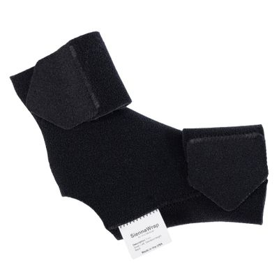 SiennaWrap Compression Wrap for Foot - Adjustable Velcro Lymphedema Wraps for Feet/Ankles - Medical-Grade Compression - Circulation Support - Plus Size - Made in USA (Black, Medium, Left)