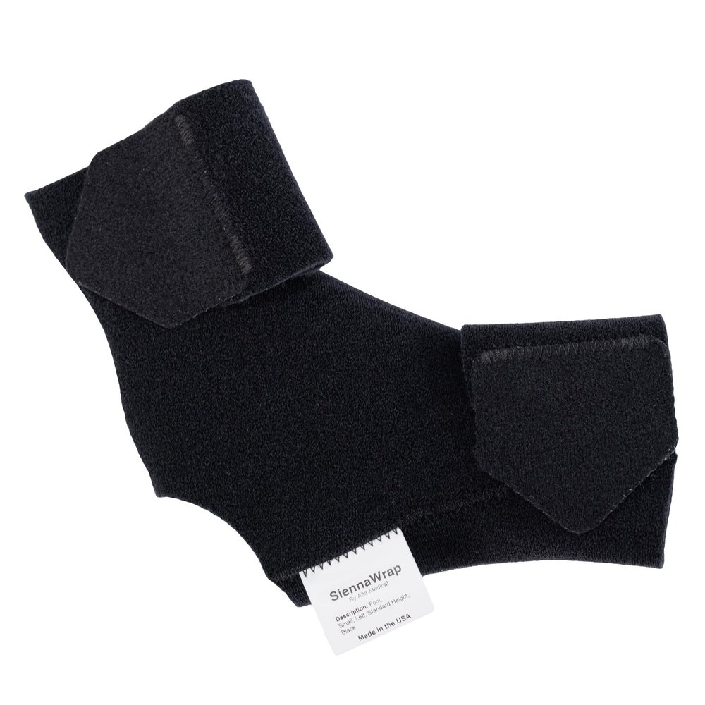 SiennaWrap Compression Wrap for Foot - Adjustable Velcro Lymphedema Wraps for Feet/Ankles - Medical-Grade Compression - Circulation Support - Plus Size - Made in USA (Black, Medium, Left)
