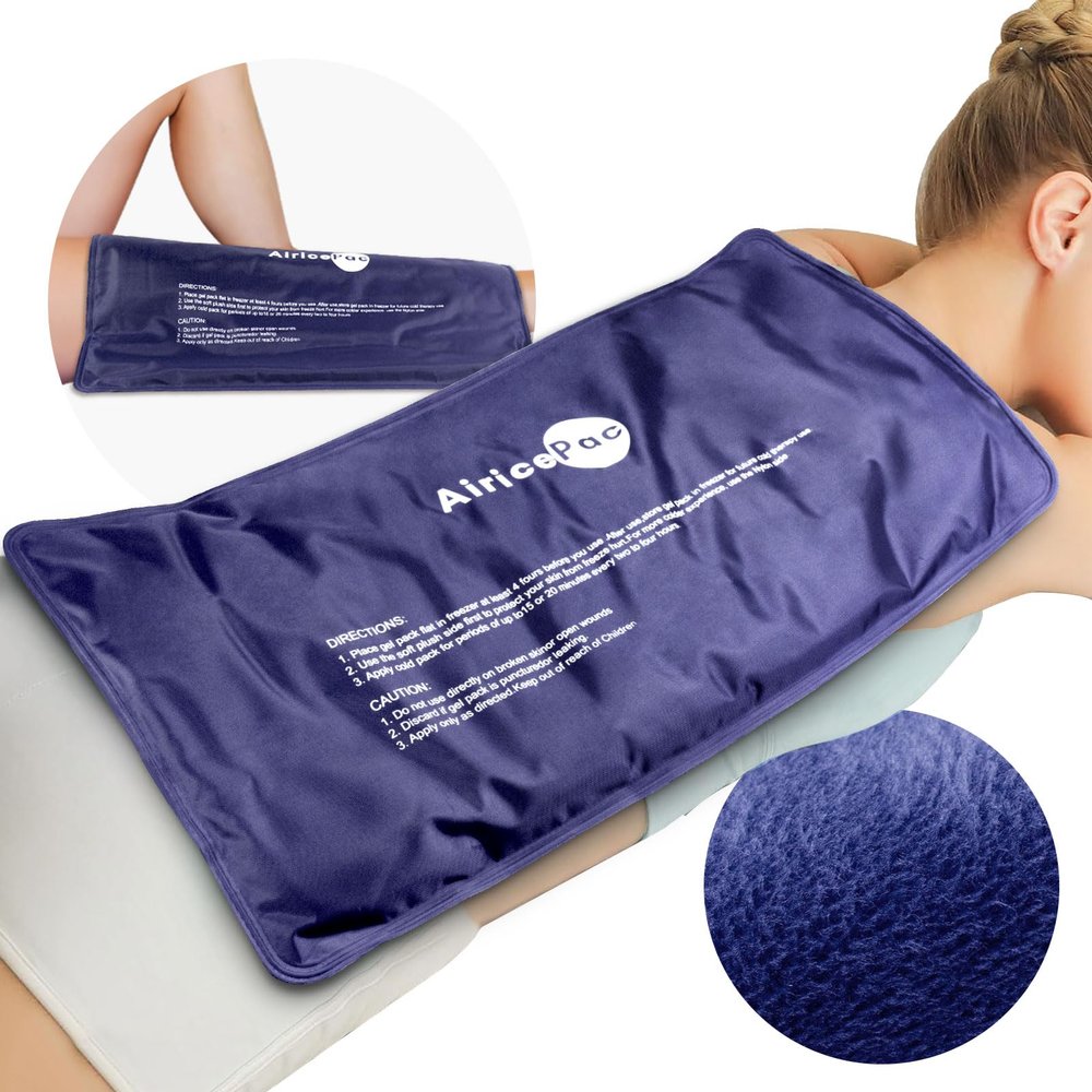 AiricePac Extra Large Gel Flexible Back Ice Packs for Injuries Reusable, 11x 20 Cold Pack Wrap for Knee Leg Neck Shoulder Hip Back Pain Relief, Cold Compress Therapy for Swelling, Bruises, Surgery