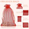 100 Organza Bags, 4x6 inch Mesh Drawstring Bags - Red Sheer Wedding Party Favor Bags for Jewelry, Candy, Party, Christmas, Valentines, Baby Shower view 3