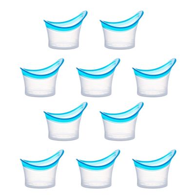 YOUNAFEN 10pcs Eye Bath Cups Eye Flushing Cup with Round for Transparent Skin Friendly Safety Eye Makeup Remover Cup & Tool 1 Eye Cups for Eye Wash Eye Cupping Tool Silicone, Blue