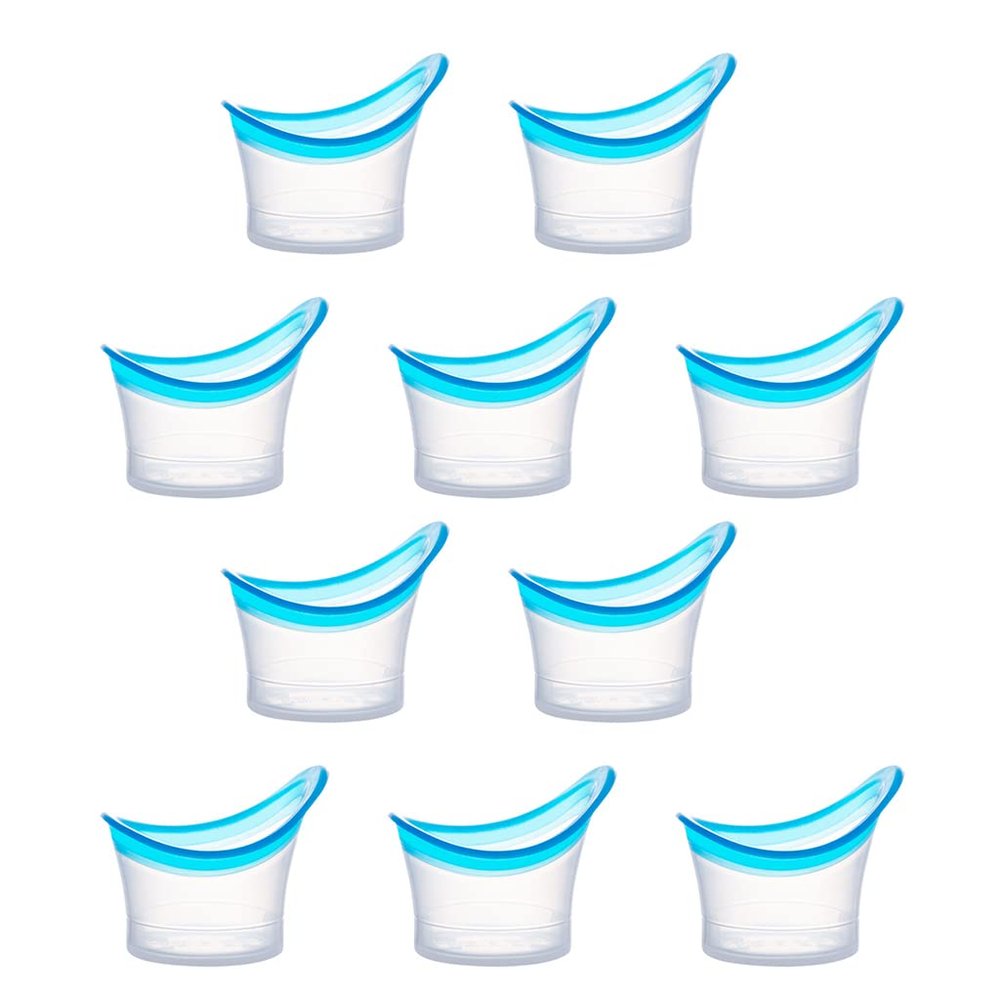 YOUNAFEN 10pcs Eye Bath Cups Eye Flushing Cup with Round for Transparent Skin Friendly Safety Eye Makeup Remover Cup & Tool 1 Eye Cups for Eye Wash Eye Cupping Tool Silicone, Blue