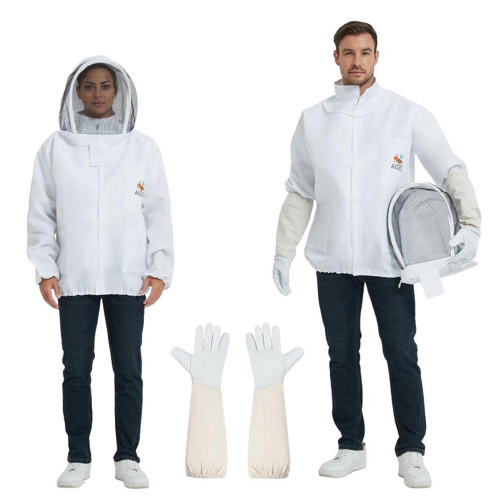Bee keeper jacket- bee suits for sting proof for Men Women bee hat and veil- Professional Bee Jacket with Beekeeping sheepskin Gloves