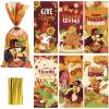 DERAYEE Thanksgiving Treat Bags - 180 Pcs Fall Cellophane Candy Bags with Maple Leaves, Turkey, Pumpkin Designs for Thanksgiving Party Supplies view 1