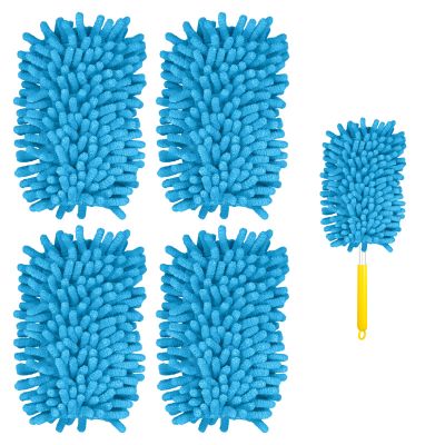 4pcs Duster Refills for, Microfiber Ceiling Fan Duster 360 Refills Heavy Duty Hand Dusters for Cleaning Compatible with (Blue,Handle Not Included)