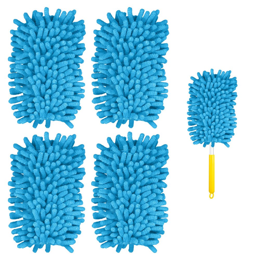 4pcs Duster Refills for, Microfiber Ceiling Fan Duster 360 Refills Heavy Duty Hand Dusters for Cleaning Compatible with (Blue,Handle Not Included)