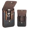 CONTACTS 4 Slot Cigar Case Travel Full Grain Leather Cigars Humidor Box Portable Cigar Accessories Organizer with Cigar Cutter Lighter Slot view 1