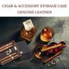 CONTACTS 4 Slot Cigar Case Travel Full Grain Leather Cigars Humidor Box Portable Cigar Accessories Organizer with Cigar Cutter Lighter Slot view 2
