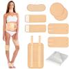 9 Pcs Castor Oil Pack Wrap Organic Cotton for Liver Detox, Stomach, Belly, Neck, Breast, Knee, Foot & Entire Body, Reusable Pads Kit for Hot/Cold Compress with Adjustable Elastic Strap view 1