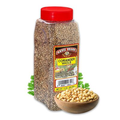 Angel Brand Coriander Whole Seeds 11oz Bottle  Premium Fresh, Aromatic Coriander Seeds for Cooking, Baking, and Spices  Ideal for Indian, Middle Eastern & Latin Dishes