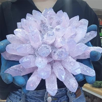 KatLin Natural Stone Shallow Pink Crystal Clusters Quartz Crystal Mineral Home Decor(Size:4-5kg)