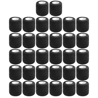 Allruyee 32 Rolls Self Adhesive Bandage Wrap 2 inch Cohesive Bandage Wrap Stretch Bandages Wraps Tape Black Elastic Self-Adherent Tape for Wrist Ankle Sports Swelling Sprains