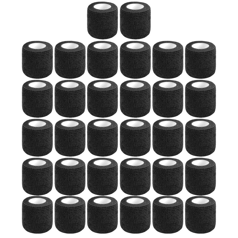 Allruyee 32 Rolls Self Adhesive Bandage Wrap 2 inch Cohesive Bandage Wrap Stretch Bandages Wraps Tape Black Elastic Self-Adherent Tape for Wrist Ankle Sports Swelling Sprains