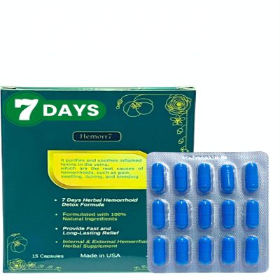 7days 15 Capsules Herbal Hemorrhoid Detox Formula, Supplements Work to Address The Root Causes of Hemorrhoids for Long-Lasting Relief. 