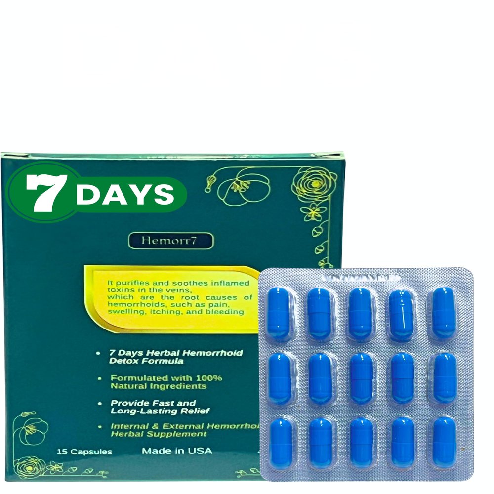 7days 15 Capsules Herbal Hemorrhoid Detox Formula, Supplements Work to Address The Root Causes of Hemorrhoids for Long-Lasting Relief.