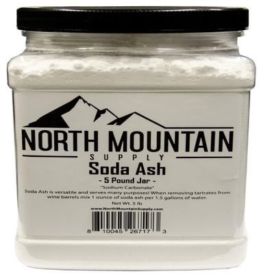 North Mountain Supply Dense Soda Ash (Sodium Carbonate) - Used in Homebrewing for Removing Tartrates from Wine Barrels - 5 Pound Jar