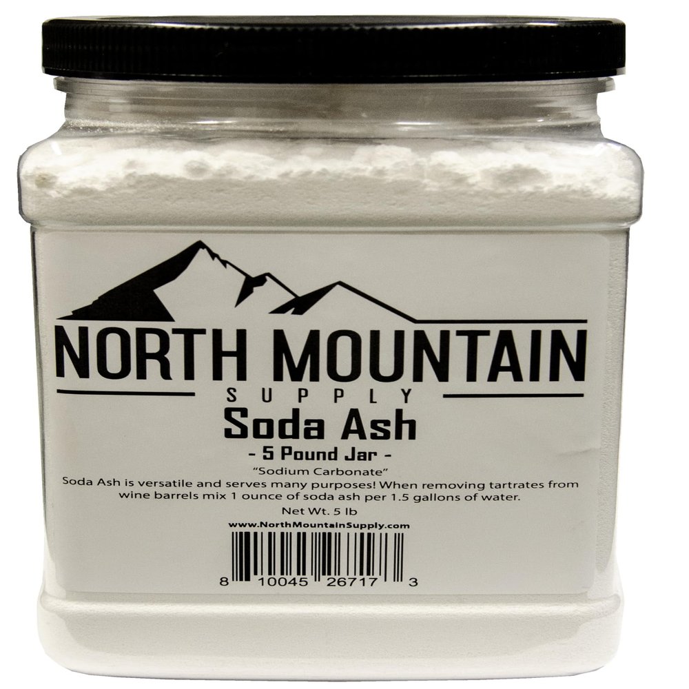 North Mountain Supply Dense Soda Ash (Sodium Carbonate) - Used in Homebrewing for Removing Tartrates from Wine Barrels - 5 Pound Jar