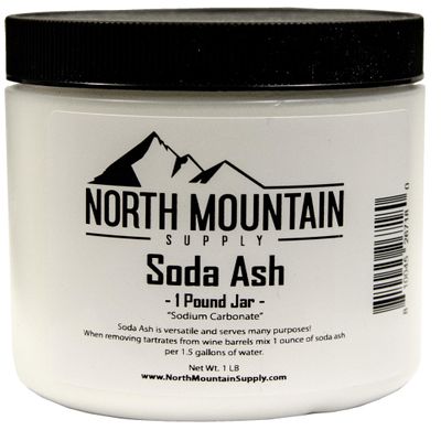 North Mountain Supply Dense Soda Ash (Sodium Carbonate) - Used in Homebrewing for Removing Tartrates from Wine Barrels - 1 Pound Jar