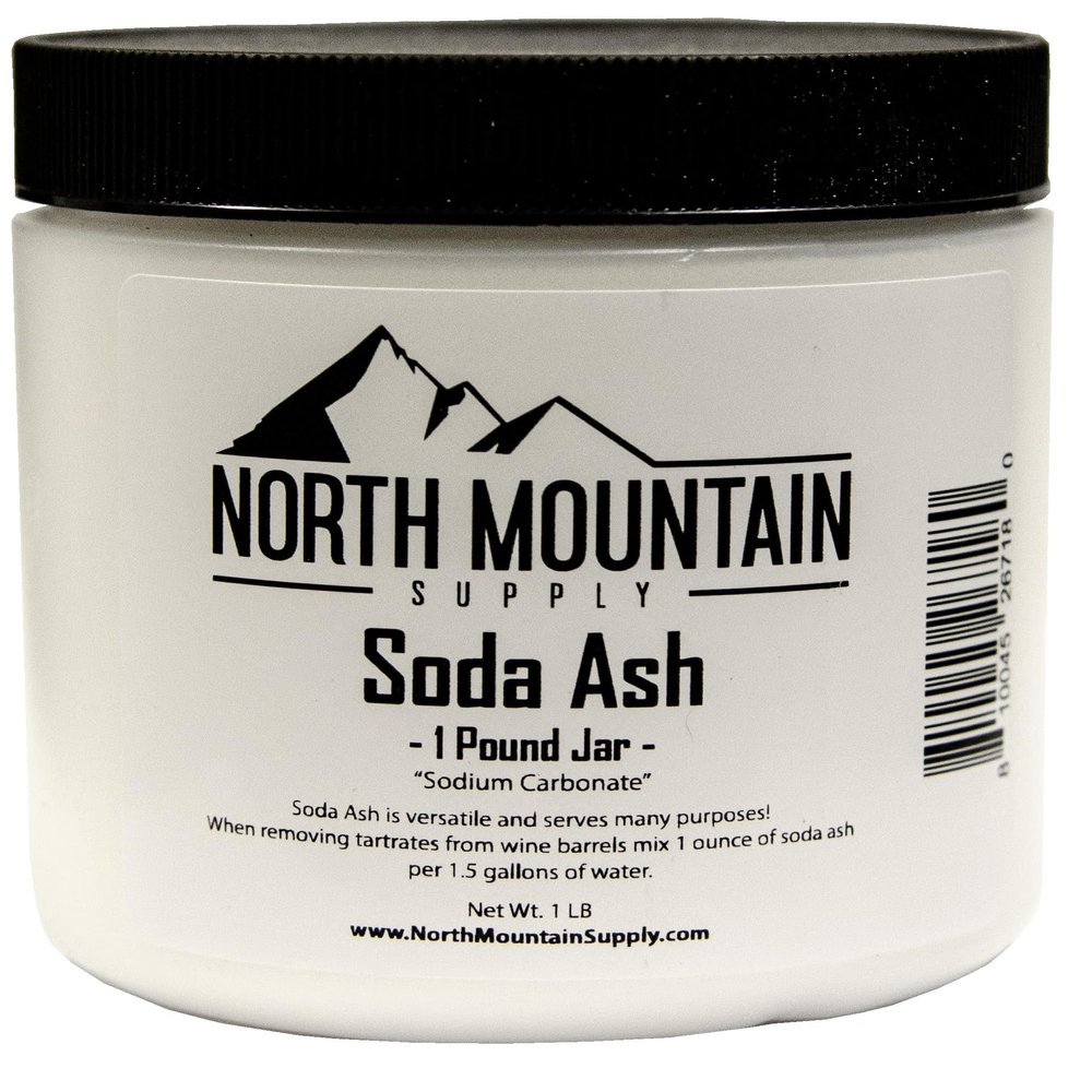 North Mountain Supply Dense Soda Ash (Sodium Carbonate) - Used in Homebrewing for Removing Tartrates from Wine Barrels - 1 Pound Jar