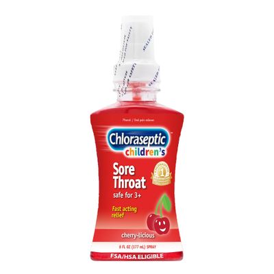 Chloraseptic Children's Sugar-Free Sore Throat Spray, Cherry-Licious, Soothes Throat Pain in Seconds, Suitable for Kids Ages 3 & Up, 6 Fl Oz