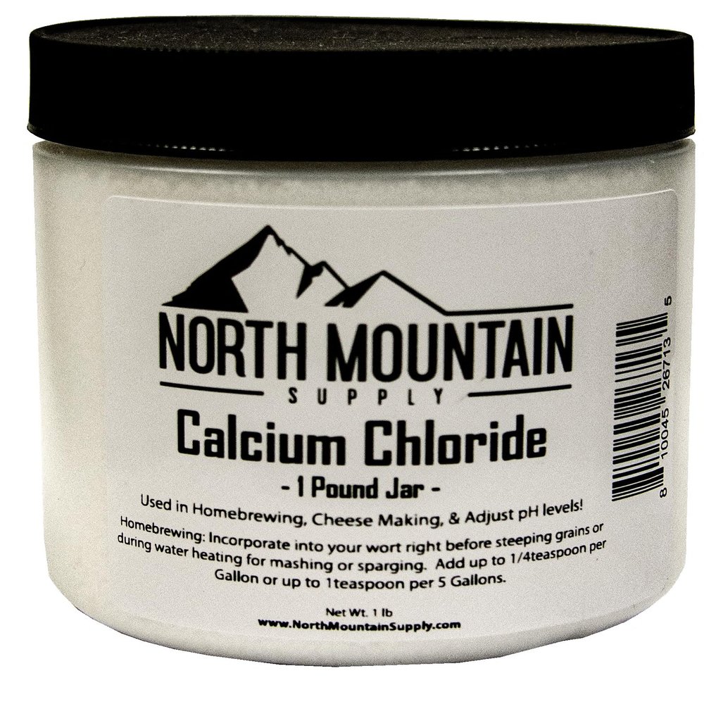 North Mountain Supply Food Grade Calcium Chloride Powder - Pure Original Ingredients, and GMO Free - Used for Homebrewing, Cheese Making, and More - 1 Pound Jar