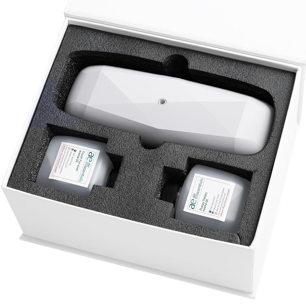 Air Esscentials The Diamond Gift Set, Pet-Preffered Smart Scent Air Machine for Home, Bluetooth Controlled, Waterless Fragrance Oil Diffuser, Puppy Petals & Fresh Fur-Ever Scents, White