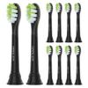 Oralica - Japanese Brand Whitening Replacement Toothbrush Heads, Compatible with Philips Sonicare Click-on Handles, 10 Pack, Medium, with Tongue Cleaner (CA668, Black) view 1