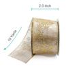 CT CRAFT LLC Champagne Gold Metallic Fabric with Gold Snowflake Wired Ribbon 2.5 Inch x 10 Yards for Christmas Home Decor Tree Topper Bow Gift Wrapping DIY Crafts Wreath Garland view 2
