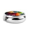 RLDOBOFE Round Pill Box Cute Small Pill Case 3 Compartment Pillbox for Purse Pocket Water Droplets on Flowers Portable Pill Container Holder to Hold Vitamins Medication Fish Oil and Supplements view 3