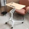 KJLYLPP Overbed Table Height Adjustable Overbed Bedside Table with Wheels Pneumatic Mobile Standing Desk Laptop Desk Rolling Computer Cart for Home Use Portable (A) view 2