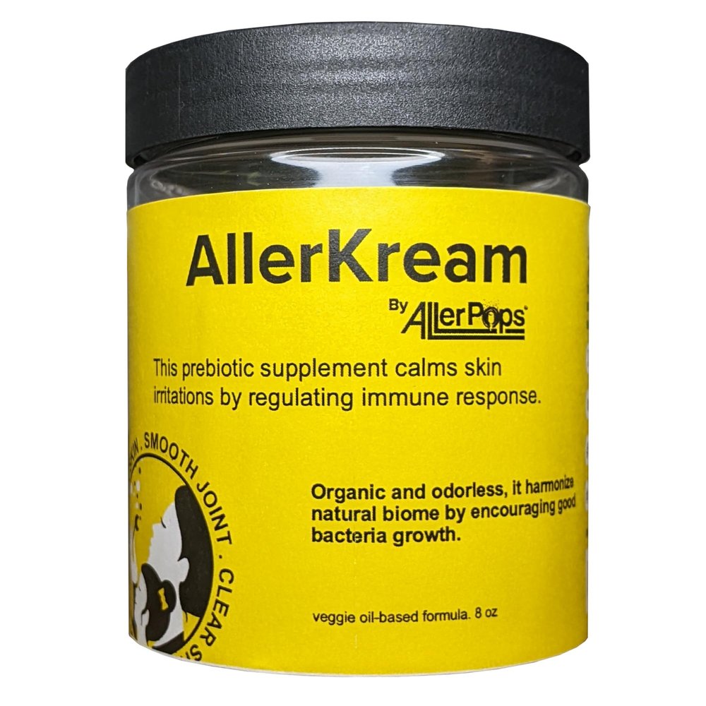 AllerKream Skin Prebiotic Ointment to Support Skin and Joint Health by Promoting Skin probiotics and modulating Immune Response, odorless Veggie Oil-Based Formula, 8 oz