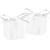 Adecortalk 50 Pcs Clear Favor Boxes, 2x2x2 Inch Plastic Gift Boxes with White Ribbon for Wedding, Baby Showers, Christmas view 1