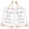 joycraft 50Pcs Wildfloral Thank You Gift Tags, 3.3x2.1 Inch Butterfly White Paper Tags with String, Thank You Party Favor Hangtags for Birthday, Baby Shower, Wedding view 1