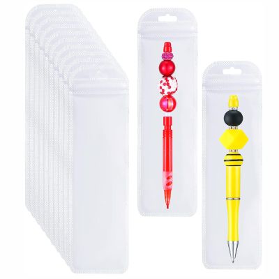 100Pack Resealable Beadable Pen Packaging Clear Pen Bags Great for Bead Pen Office Home Party Favor Food Storage Cookies Sample Jewelry Snack (2.16x8.66inch)