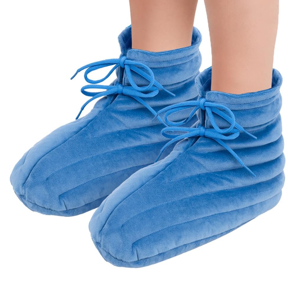 Microwavable Booties for Cold Feet, Microwave Heated Foot Warmer for Plantar Fasciitis, Arthritis & Achilles Pain Relief - Hot Therapy Microwave Socks for Men and Women - Medium Size