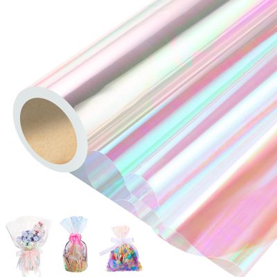 woric Cellophane Wrap for Gift Baskets 31.5 In X 66 Ft Iridescent Easter Cellophane Wrap Roll Gift Basket Wrapping Plastic for Easter Gifts Treats Wedding Party favor Birthday Crafts