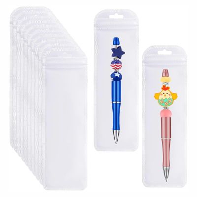 100Pcs Resealable Beadable Pen Packaging Bags,Clear Pen Pouch Bags Great for Focal Bead Pen Small Business Office Home Party Favor Food Storage Cookies Sample Jewelry Snack (2.75x8.66inch)