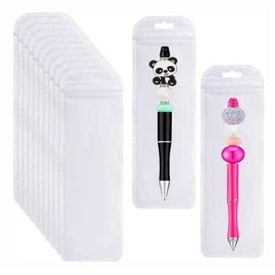 100Pcs Resealable Beadable Pen Packaging Clear Pen Bags Great for Bead Pen Office Home Party Favor Food Storage Cookies Sample Jewelry Snack (2.75x7.8inch)