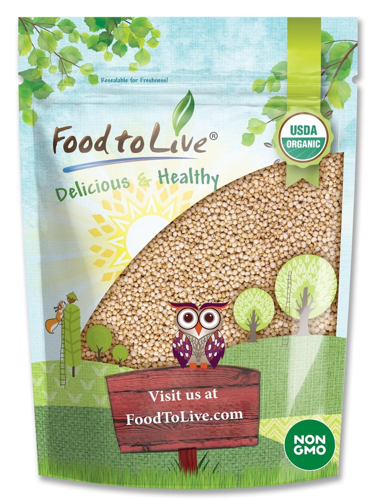 Food to Live Organic Puffed Quinoa, 12 Ounces Crispy White Quinoa Pop. Non-GMO, Vegan, Kosher, Bulk. Perfect for Breakfast Cereal, Baking, Salads, and Snacks