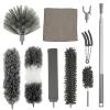 DNAMYJME 10Pcs Feather Duster Set with 94Inch Telescopic Long Handle Multifunctional Cobweb Brush Extendable Gap Duster Cleaner Efficient Ceiling Fan Cleaning Duster for Lights Skirting Board view 1