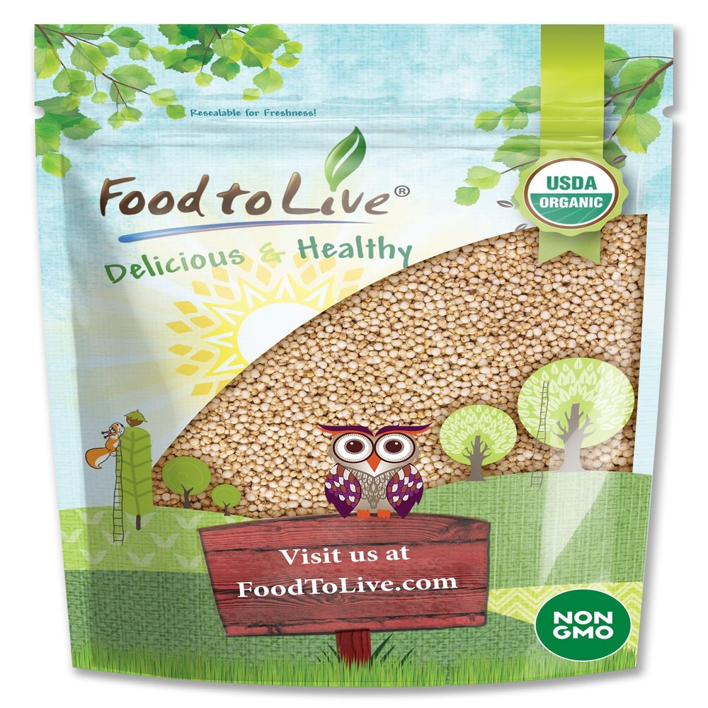 Food to Live Organic Puffed Quinoa, 6 Ounces Crispy White Quinoa Pop. Non-GMO, Vegan, Kosher, Bulk. Perfect for Breakfast Cereal, Baking, Salads, and Snacks