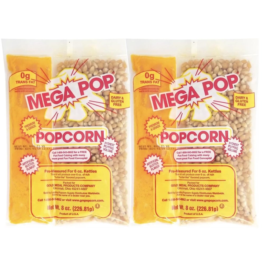 Mega-pop Popcorn 2 count, Oil and Salt Kit with Coconut Oil - Flavored Popcorn - Butter Corn/Oil/Salt Kits 8 OZ