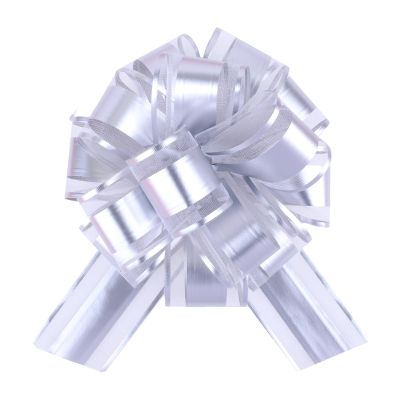 6 Pieces Big Pull Bow Gift Wrapping,6 inches, Pull Bow Ribbon Pull Bows for Christmas Wedding Baskets Valentine's Day Bows Ribbon Large Bow for Gift Wrapping (Silver)