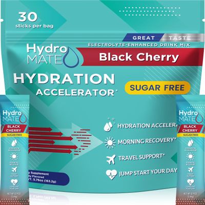 Electrolyte Powder Sugar-Free Hydration Packets Black Cherry HydroMATE 30 Sticks