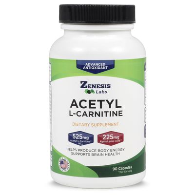 Zenesis Labs Acetyl L-Carnitine with Alpha Lipoic Acid Bulk 3-Bottle, 270 Capsule Supply (90 Capsules/Bottle)