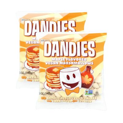 Dandies Maple Vegan Marshmallows, No Artificial Flavorings, Food Dyes, Corn Syrup, or Gelatin, Perfect for Roasting, Smores, or Snacking (Maple, 2 Pack, 5 oz each)